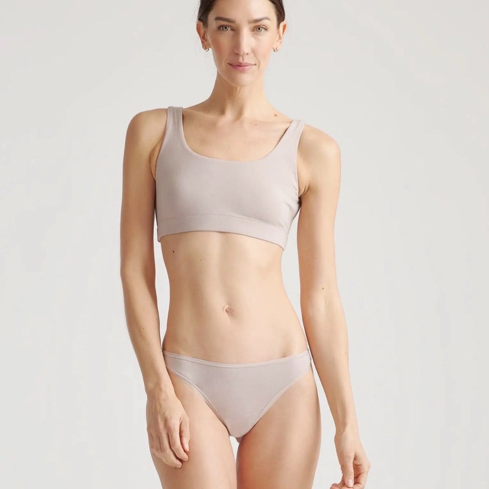 Quince Organic Cotton Tank Bralette in Mink Size X-Small 2 pack 471